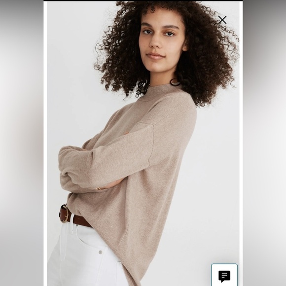 Madewell Ashbury Mock Neck Lightweight Tan Wool Alpaca Blend Sweater NWT - Picture 3 of 10